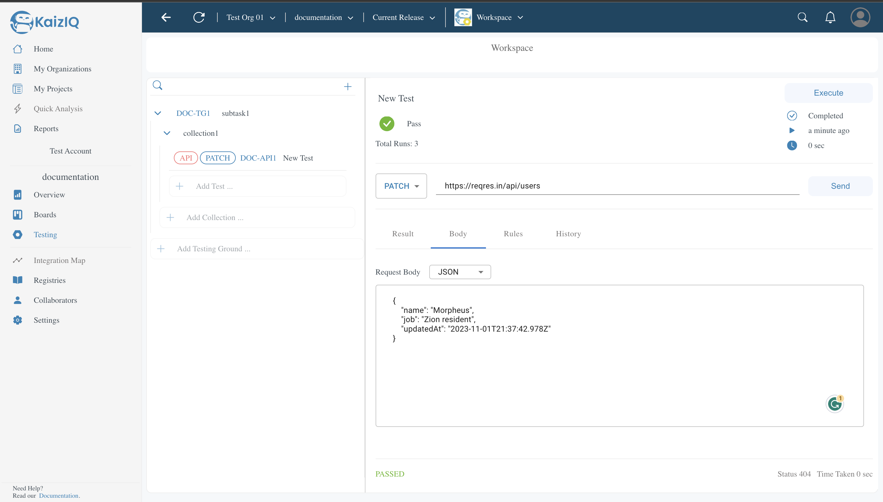 KaizIQ Test API Test Patch